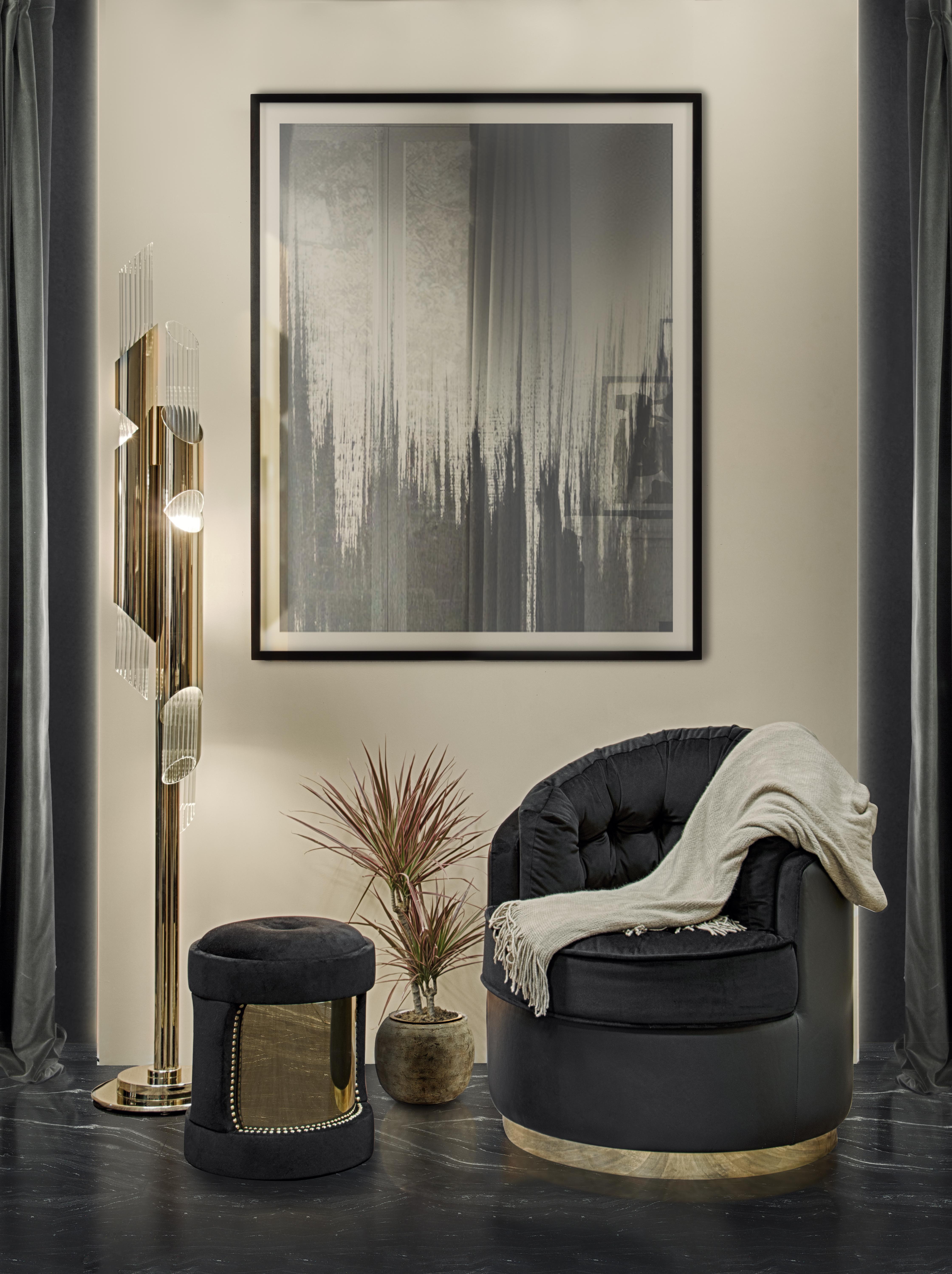 Contemporary Draycott Floor Lamp in Brass with Crystal Glass Details by Luxxu Lighting For Sale