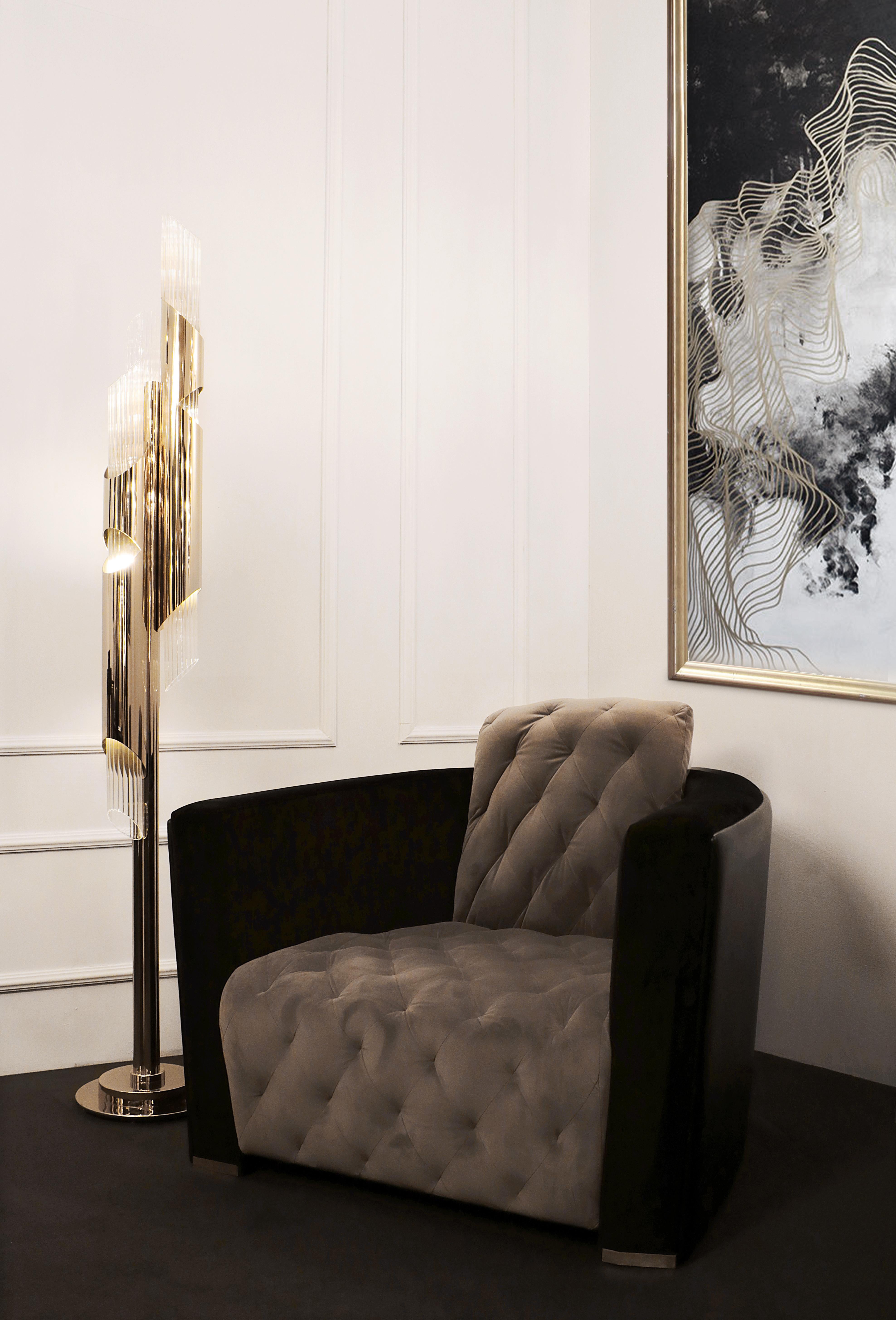 Draycott Floor Lamp in Brass with Crystal Glass Details by Luxxu Lighting For Sale 2