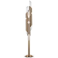 Draycott Floor Lamp in Brass with Crystal Glass Details by Luxxu Lighting