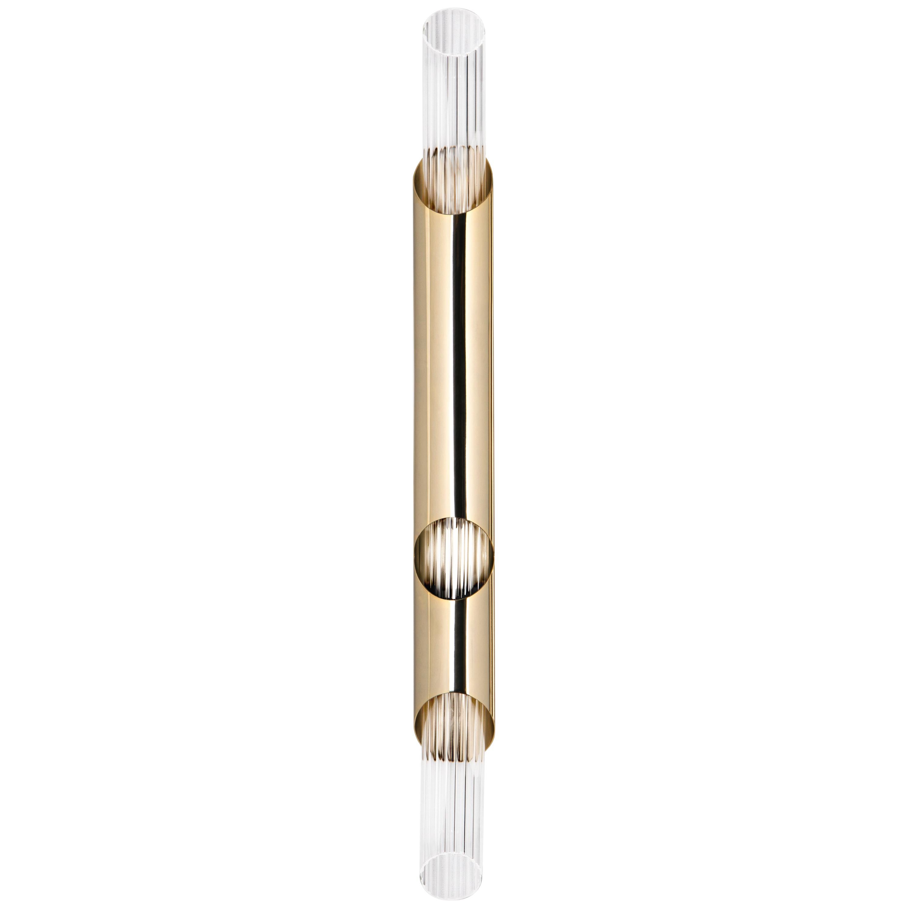Luxxu Draycott I Sconce in Brass with Crystal Glass Flute For Sale