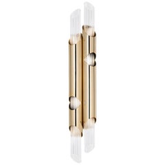 Luxxu Draycott II Sconce in Brass with Crystal Glass Flutes