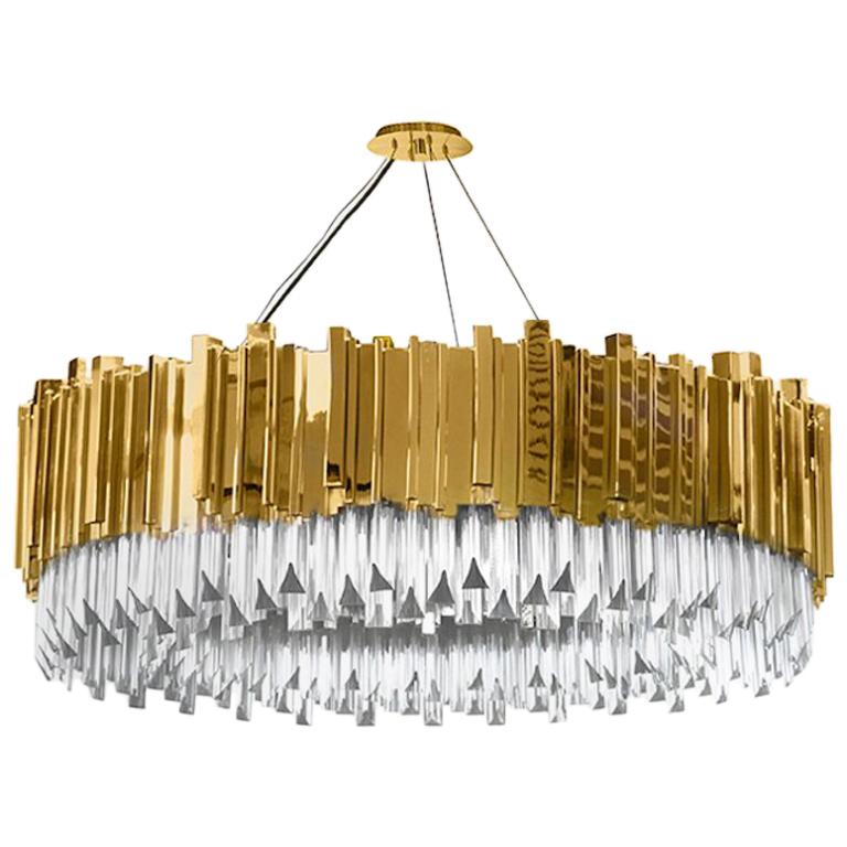 Modern Empire Crystal Glass Suspension Lamp by Luxxu For Sale