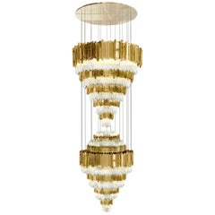 Empire XL Chandelier in Gold Plated Brass with Crystal Glass Details by Luxxu