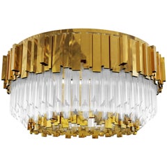 Luxxu Empire Flush Light in Gold-Plated Brass and Crystal Glass