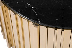 Empire Round Coffee Table with Brass Base and Nero Marquina Marble Top