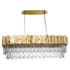 Empire Snooker Chandelier in Brass with Crystal Glass Details