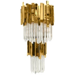 Empire Sconce with Gold Plated Brass and Crystal Glass Tiers