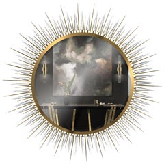 Luxxu Explosion Extra Large Mirror in Smoked Glass and Brass with Crystal Arms