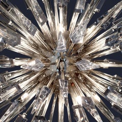 Explosion Pendant Light with Brass Arms and Crystal Glass Details