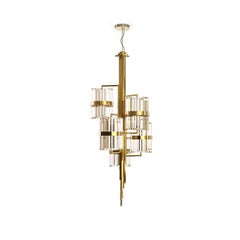Luxxu Liberty Chandelier in Gold-Plated Brass with Crystal Glass Details