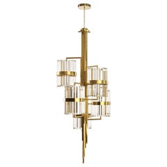 Luxxu Liberty Chandelier in Gold-Plated Brass with Crystal Glass Details