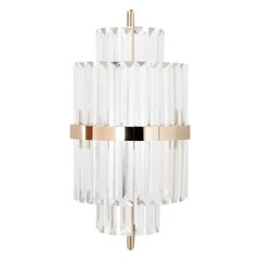 Liberty II Round Sconce in Crystal Glass Detail with Brass Detail