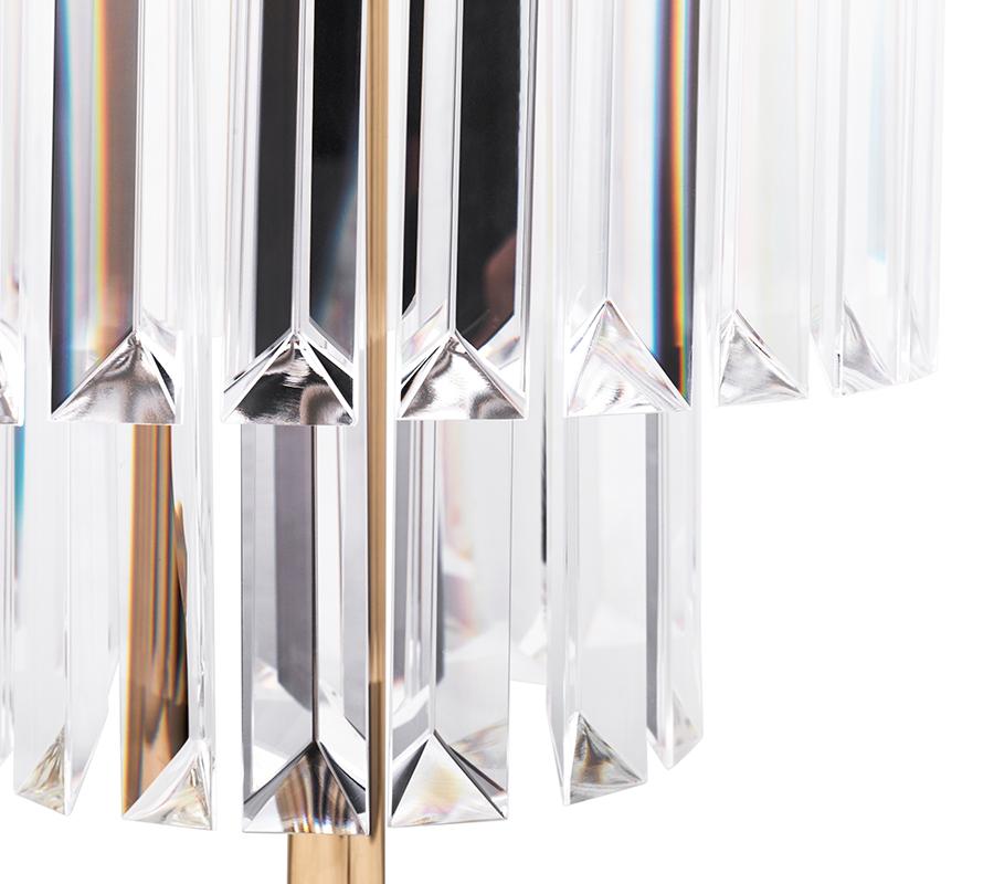 Luxxu Liberty-Tischlampe aus Messing und Kristallglas mit Marmorsockel (Art déco) im Angebot