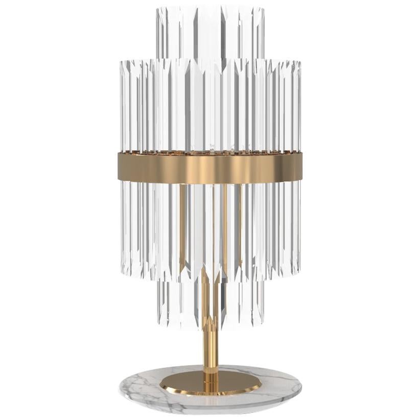Luxxu Liberty Table Lamp in Brass and Crystal Glass with Marble Base For Sale