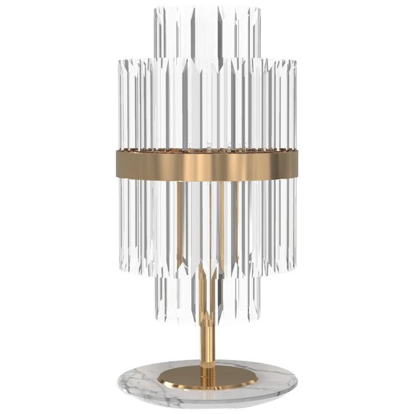 Luxxu Liberty Table Lamp in Brass and Crystal Glass with Marble Base