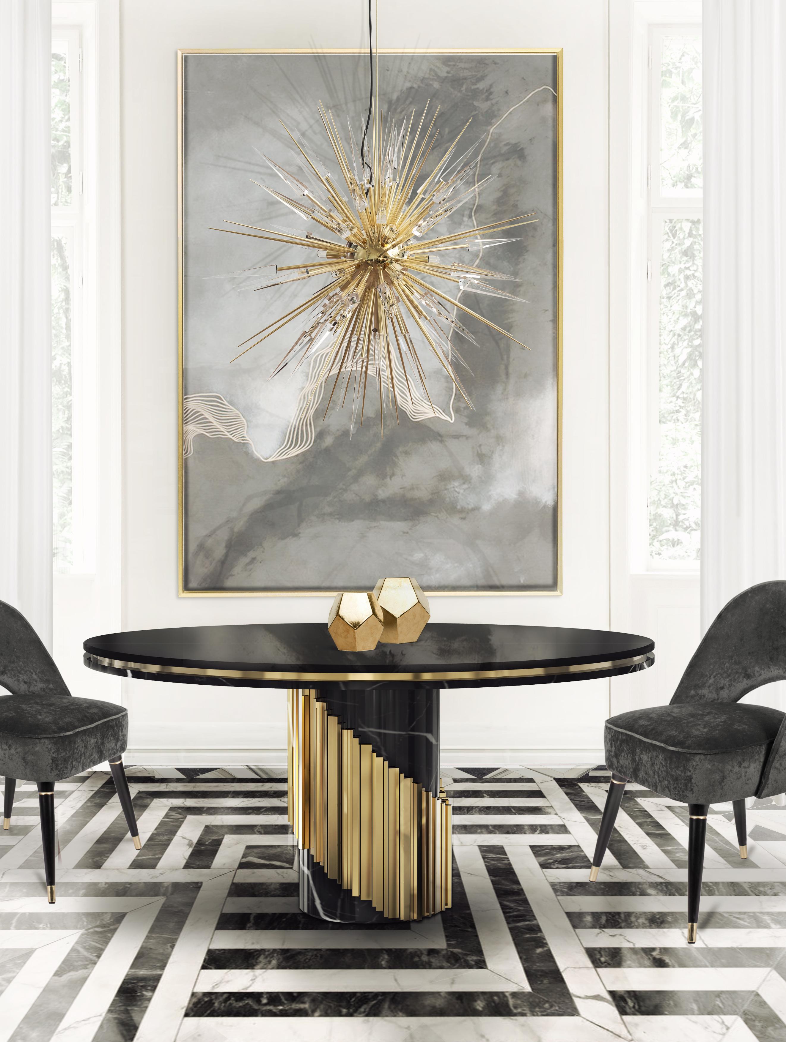 black and gold round table
