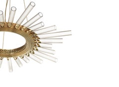 Majestic Pendant Light in Gold-Plated Brass with Crystal Glass Flutes