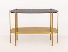 Luxxu Craig Two-Tier Console Table, Black Marble & Brass, Portugal