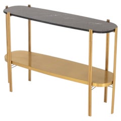 Luxxu Craig Two-Tier Console Table, Black Marble & Brass, Portugal