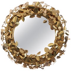 McQueen Round Wall Light Mirror in Gold Plated Brass with Swarovski Crystals