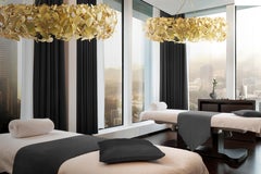 Luxxu McQueen Round Pendant Light in Gold-Plated Brass with Swarovski Crystals