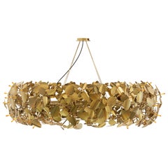 Luxxu McQueen Round Pendant Light in Gold-Plated Brass with Swarovski Crystals