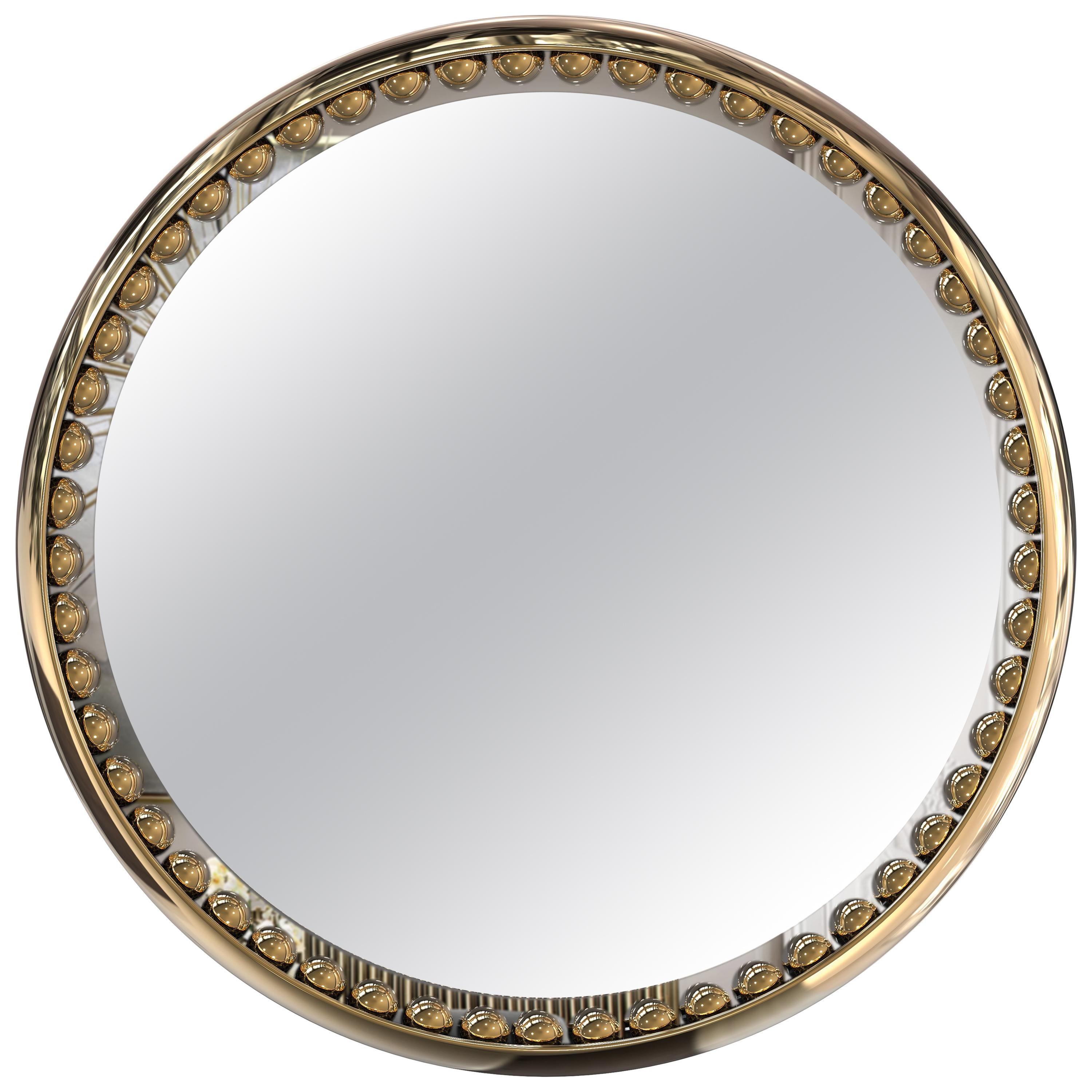 Luxxu Orbis Mirror with Gold-Plated Brass Frame and Smoked Black Mirror For Sale