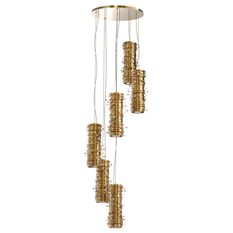 Luu Pearl Pendant Light In Gold Plated Brass With Details Luu Pearl Pendant Light In Gold Plated Brass With Details For At 1stdibs