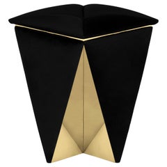 Prisma Stool with Black Velvet Seat and Brass Details