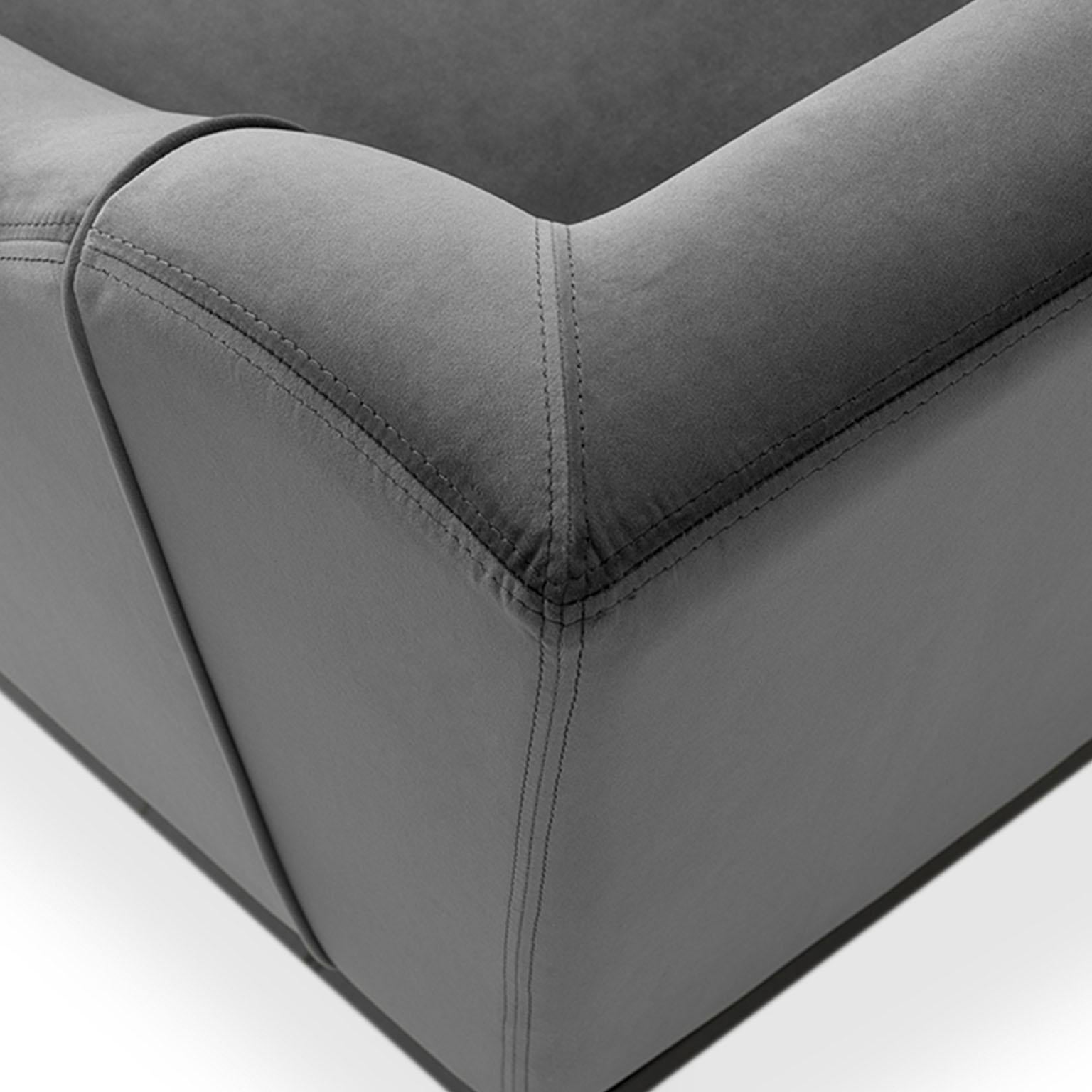 Saboteur Armchair in Gray Velvet with Black Leather Base In New Condition For Sale In New York, NY