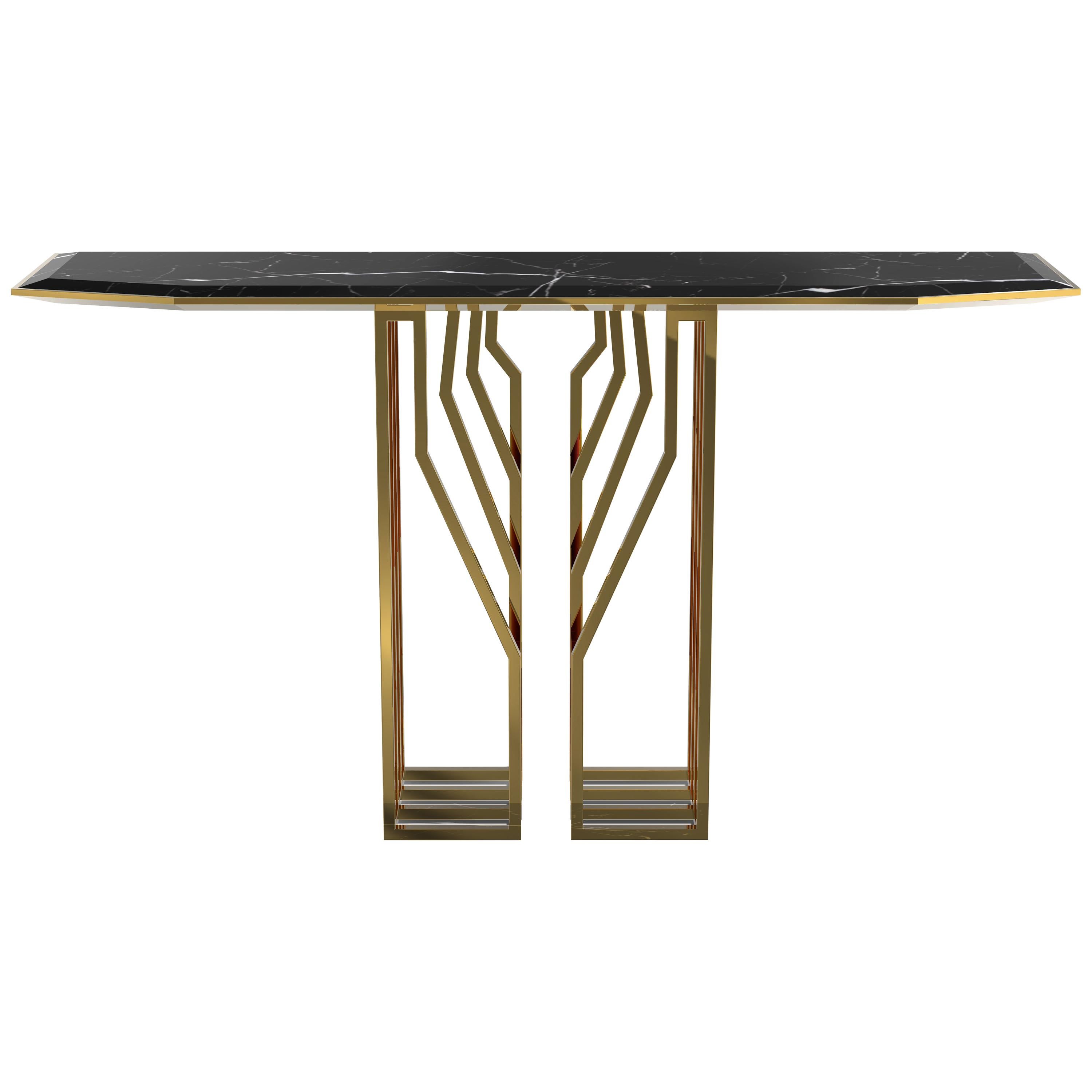 Carolina Console Table with Black Marquina Marble Top For Sale at 1stDibs