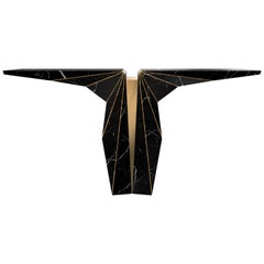 Luxxu Suspicion Console Table in Black Marble with Brass Details