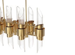 Luxxu Tycho Rectangular Pendant Light in Gold-Plated Brass and Crystal Glass