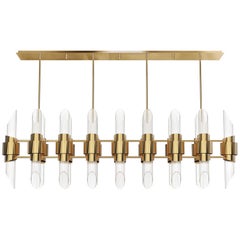 Luxxu Tycho Rectangular Pendant Light in Gold-Plated Brass and Crystal Glass