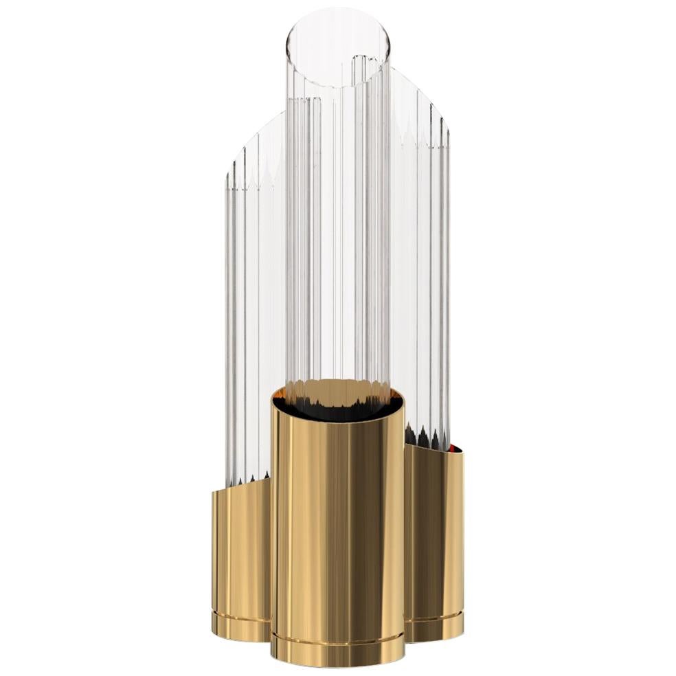 Luxxu Tycho Table Lamp in Brass with Crystal Glass Flutes For Sale