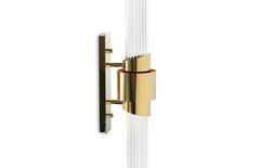 Tycho Sconce in Gold-Plated Brass with Crystal Glass Flutes