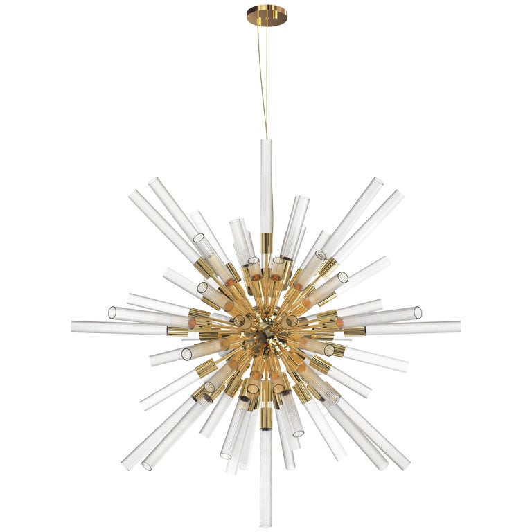 Luu Waterfall Sputnik Pendant Light In Brass With Crystal Glass Luu Waterfall Sputnik Pendant Light In Brass With Crystal Glass Flutes For At 1stdibs