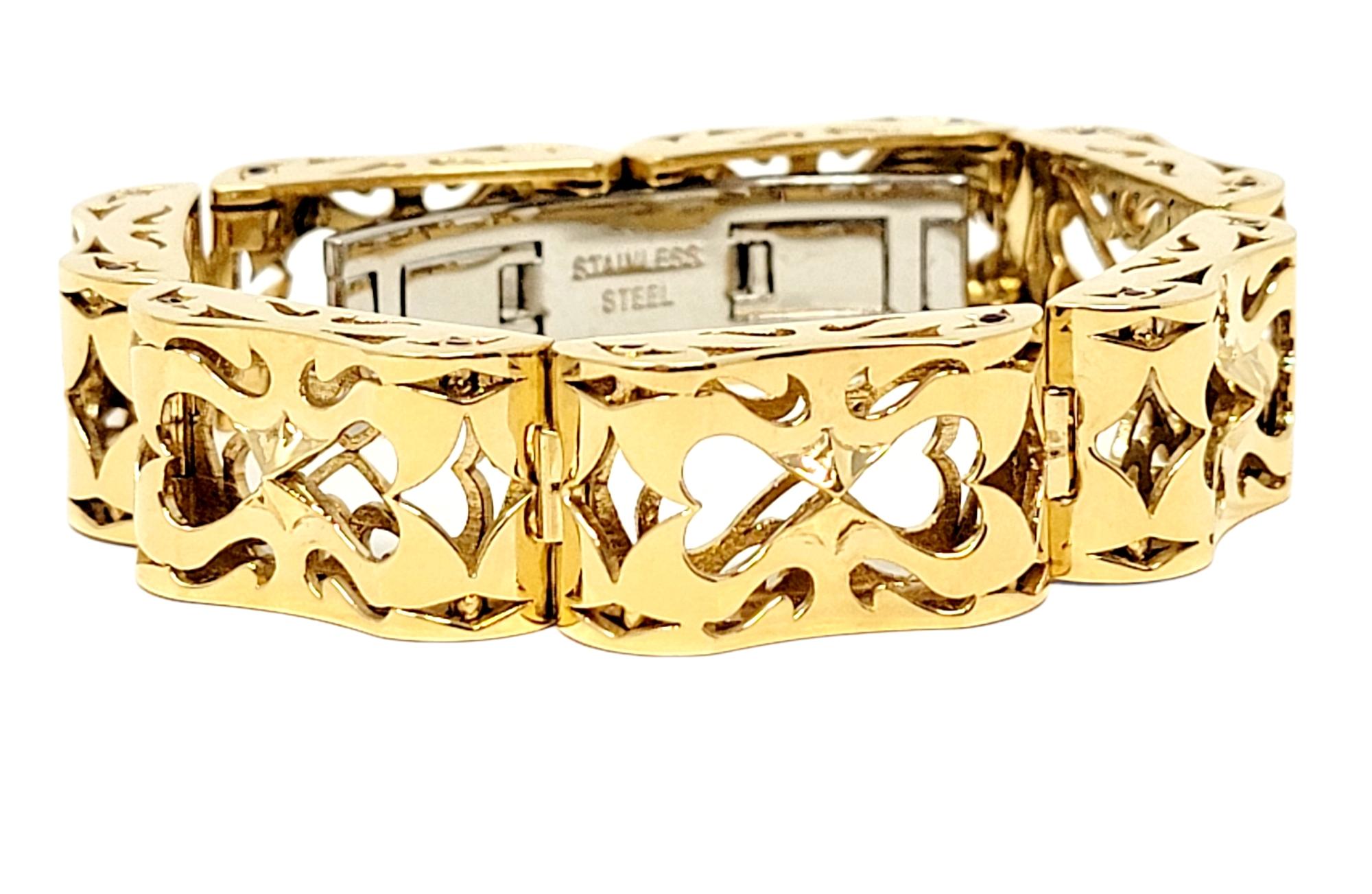 Contemporary LUZ by Houman Custom 18 Karat Yellow Gold Chunky Link Bracelet with Rubies For Sale