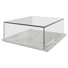 Luz Coffee Table with Glass Top Box and Marble Base