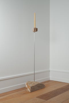 Luz Series Floor Lamp in Natural Stone and Stainless Steel by Estudio Material