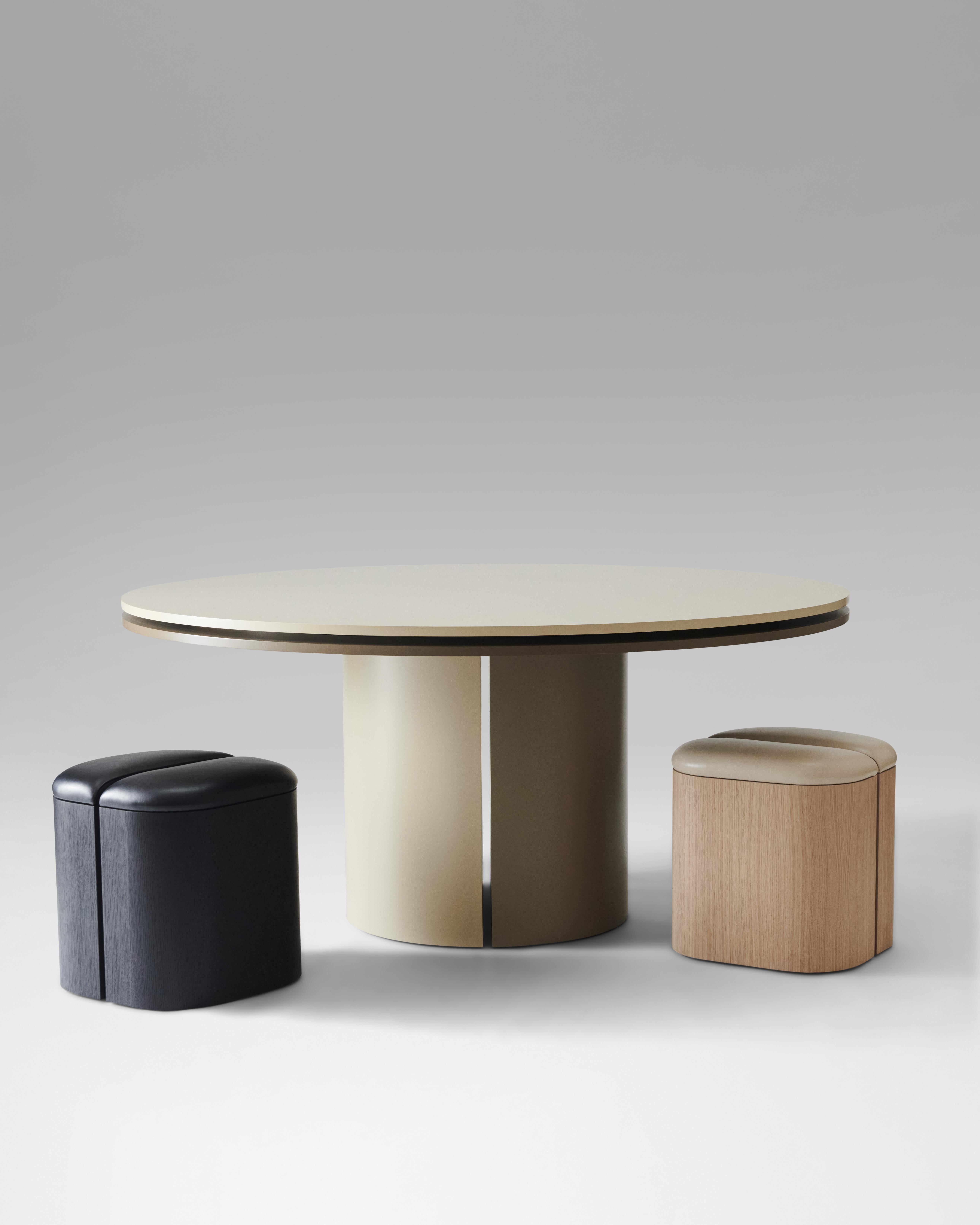 American LUZ White Oak Pedestal Modern Dining Table by Estudio Persona For Sale