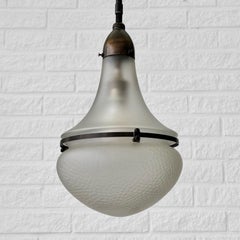 Luzette industrial modernist pendant lamp made from copper and glass, 1920s