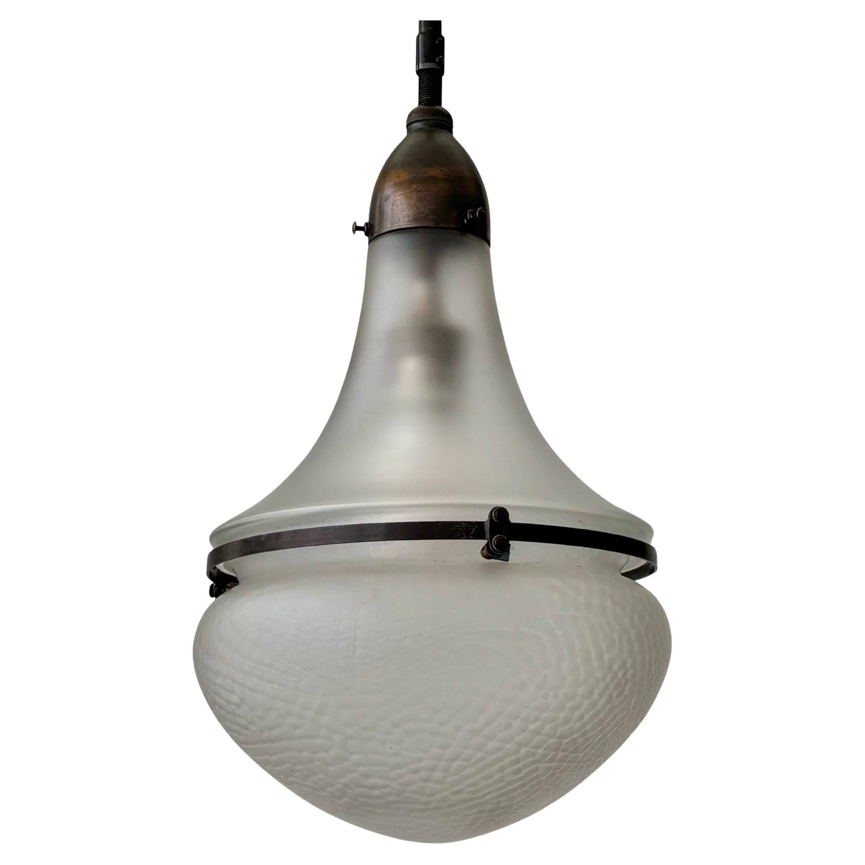 Luzette industrial modernist pendant lamp made from copper and glass, 1920s