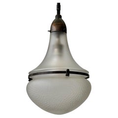 Luzette industrial modernist pendant lamp made from copper and glass, 1920s