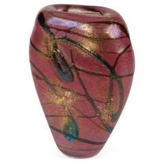 Michèle Luzoro 20th Century Pink French Art Glass Vase Mid-Century Modern