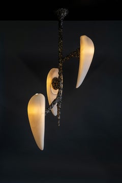 Suspension LV-426 Vertical 3 Diffusers en bronze coulé patiné, par William Guillon