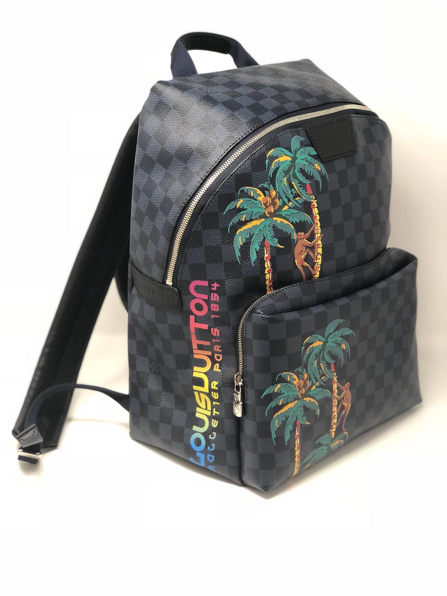 LV Apollo Backpack in Cobalt Black. Comes from the Spring/Summer 2018 collection. In brand new condition, with silver hardware.  Two back straps are adjustable and zip closure. 