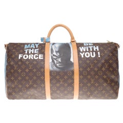 LV Keepall 60 Travel bag in monogram canvas customized "Batman" #77 by PatBo !