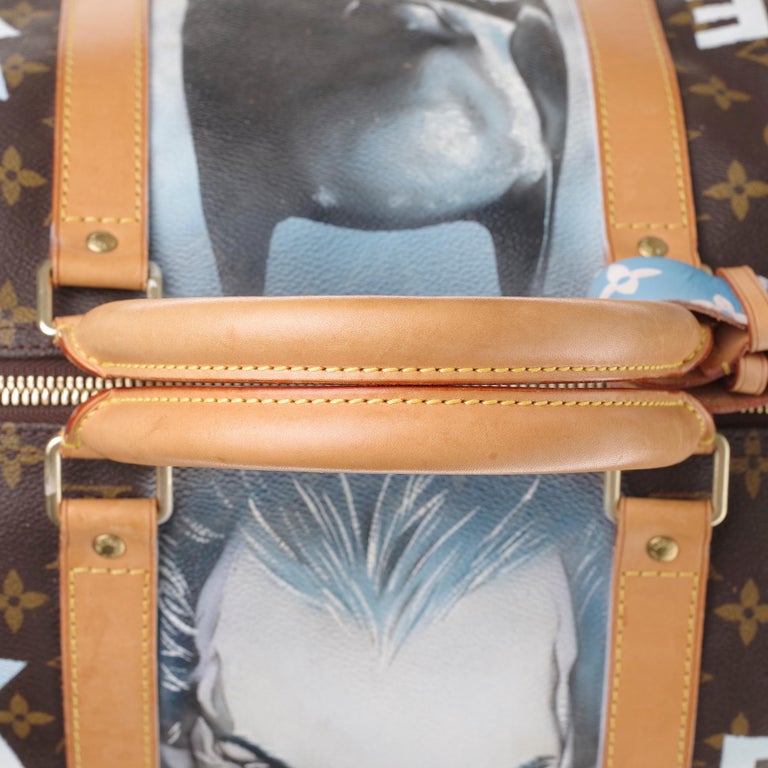 LV Keepall 60 Travel bag in monogram canvas customized Batman