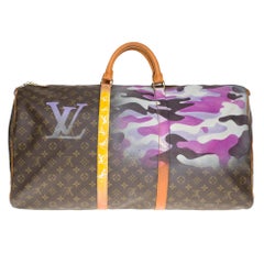 LV Keepall 60 Travel bag in monogram canvas customized by PatBo !